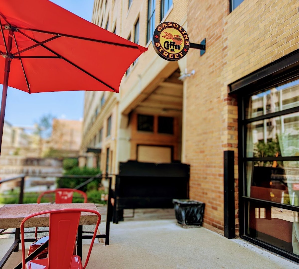 Storefront of Gasoline Street Coffee Company, specialty coffee shop in Pittsburgh