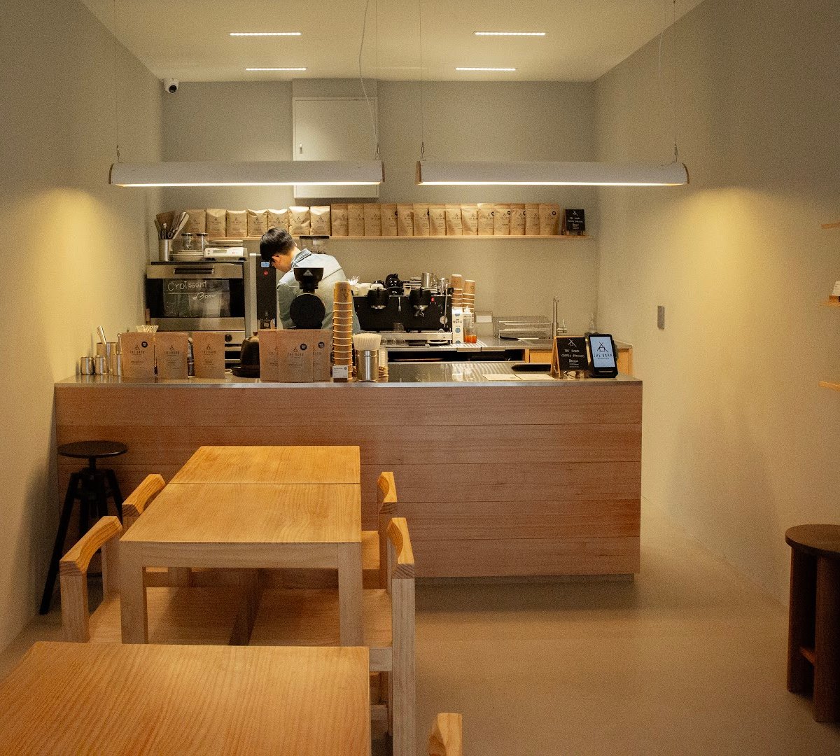 Interior of THE BARN Café Chungdam, specialty coffee shop in Seoul