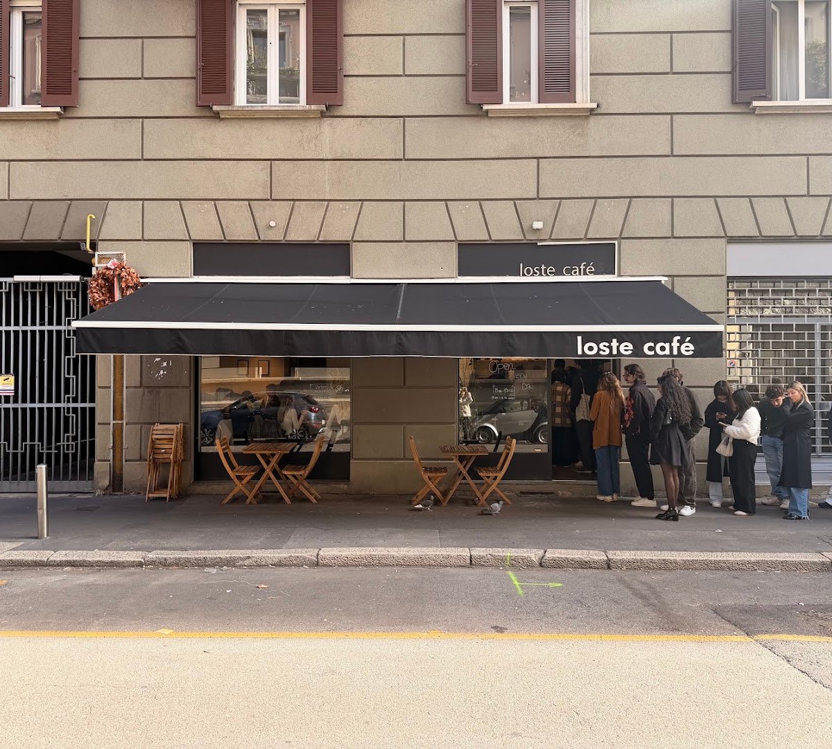 Storefront of Loste Café, specialty coffee shop in Milan