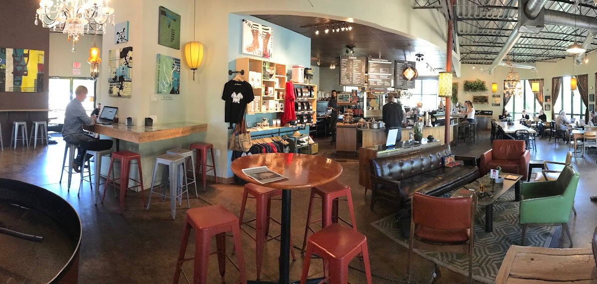 Interior of Iconik Coffee Roasters, Lena, specialty coffee shop in Santa Fe