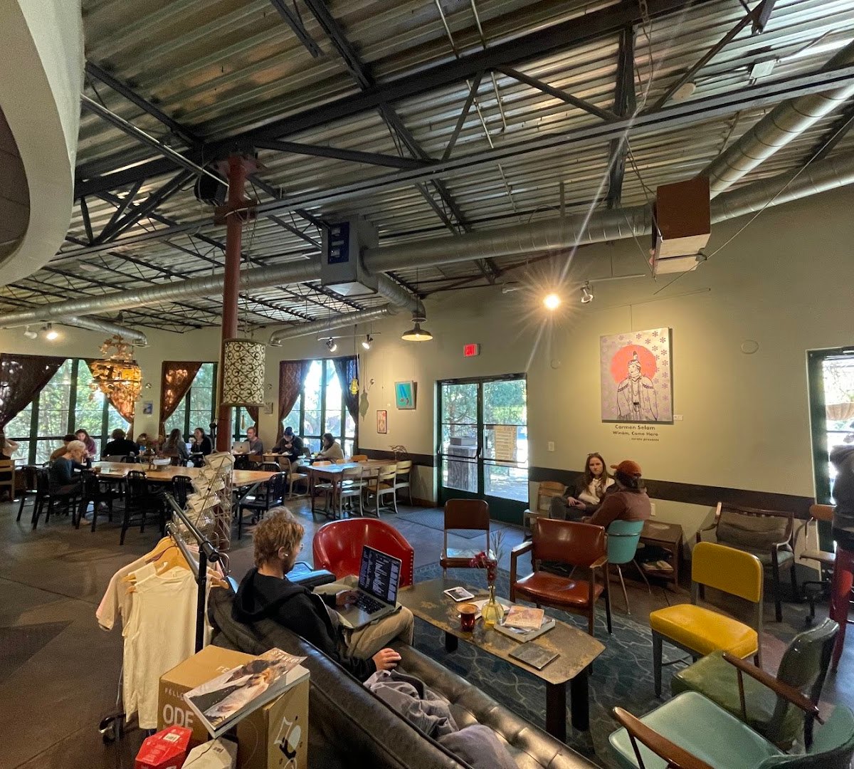Interior of Iconik Coffee Roasters, Lena, specialty coffee shop in Santa Fe