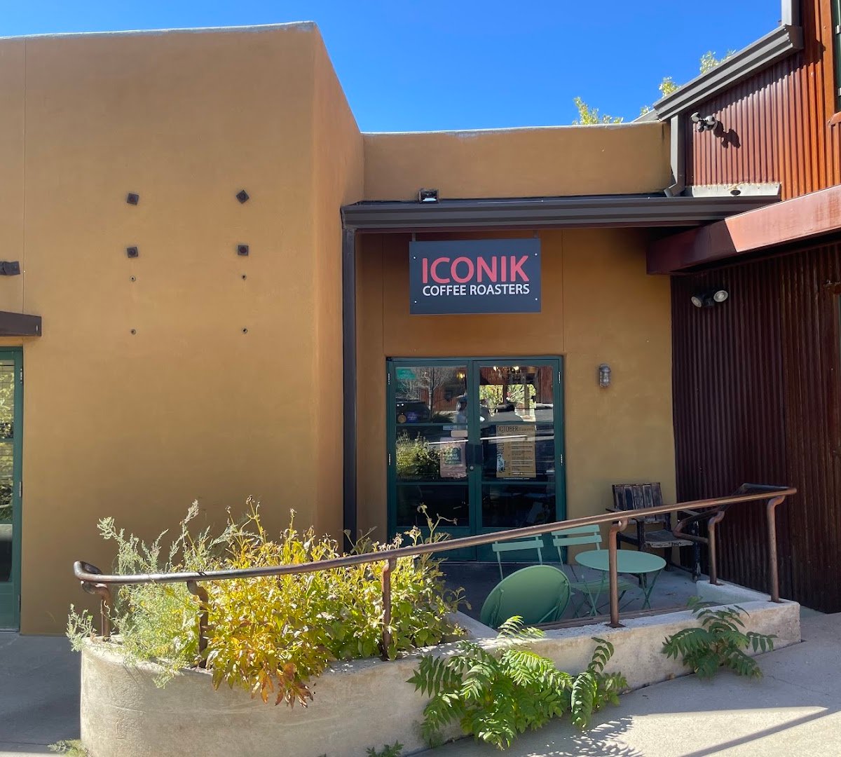 Storefront of Iconik Coffee Roasters, Lena, specialty coffee shop in Santa Fe