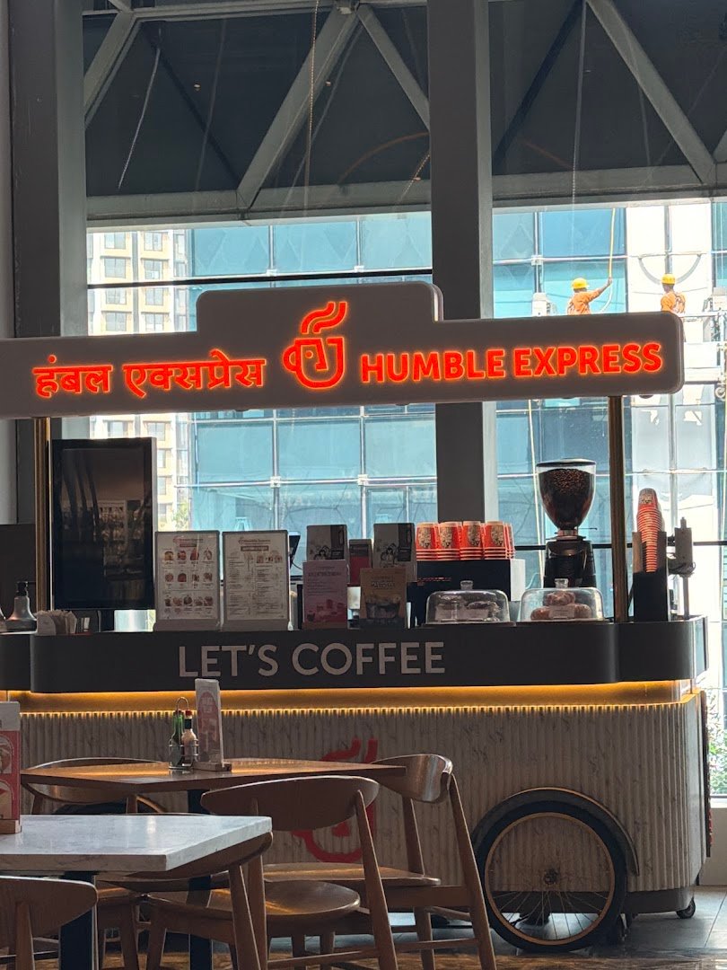 Interior of Humble Express, specialty coffee shop in Mumbai