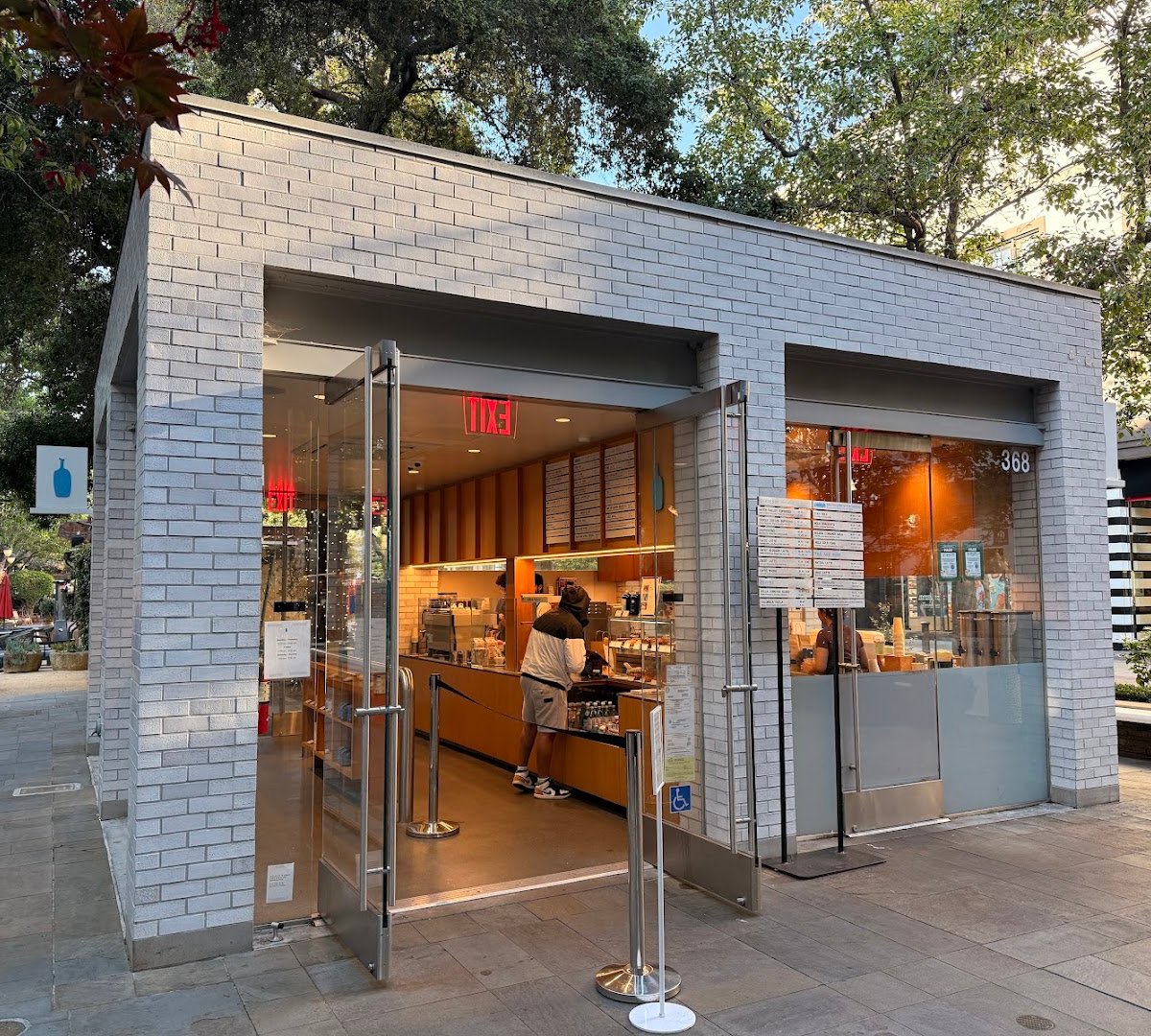 Storefront of Blue Bottle Coffee, specialty coffee shop in San Jose