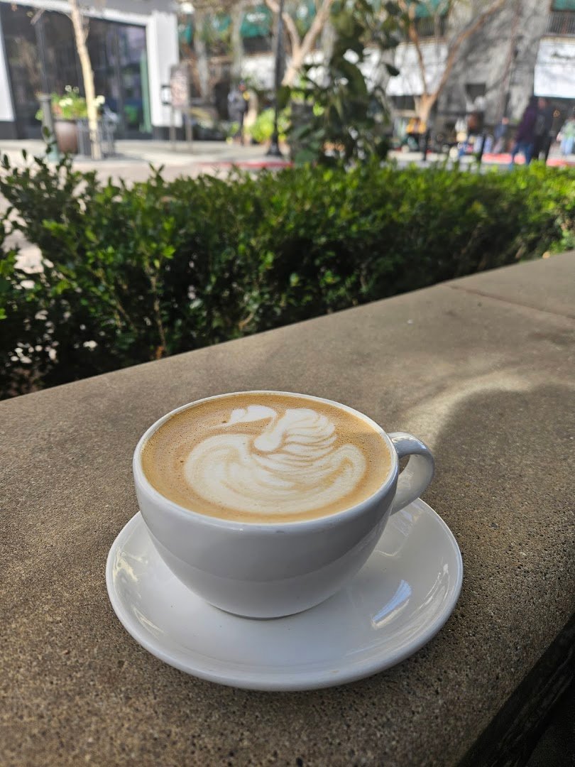 Coffee at Blue Bottle Coffee, specialty coffee shop in San Jose