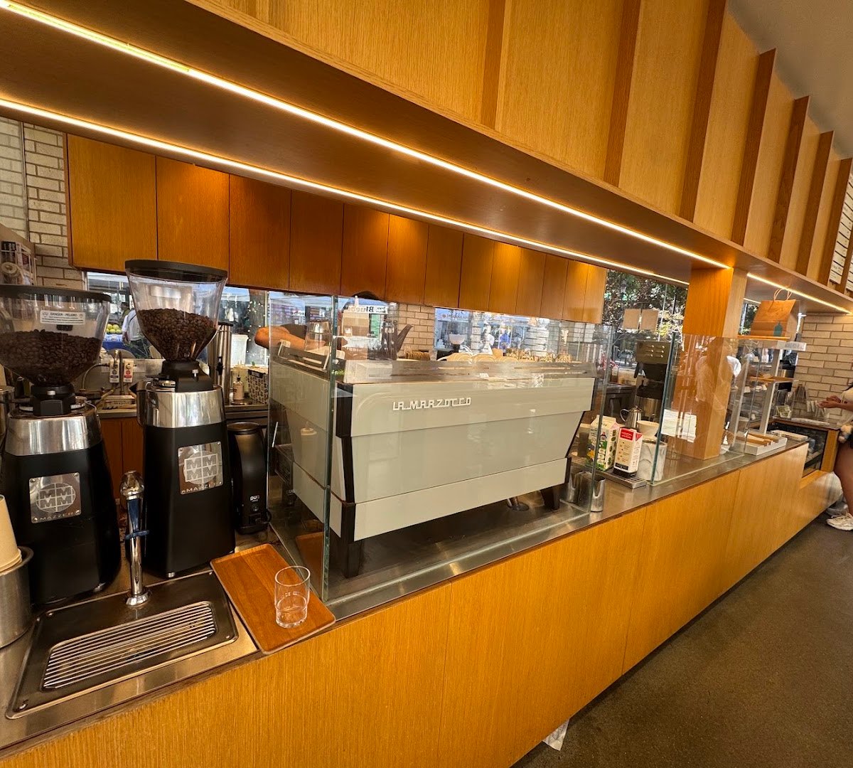 Interior of Blue Bottle Coffee, specialty coffee shop in San Jose