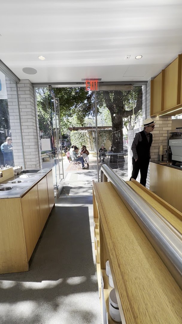 Interior of Blue Bottle Coffee, specialty coffee shop in San Jose
