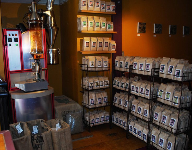 Interior of Remarkable Bean, specialty coffee shop in Toronto