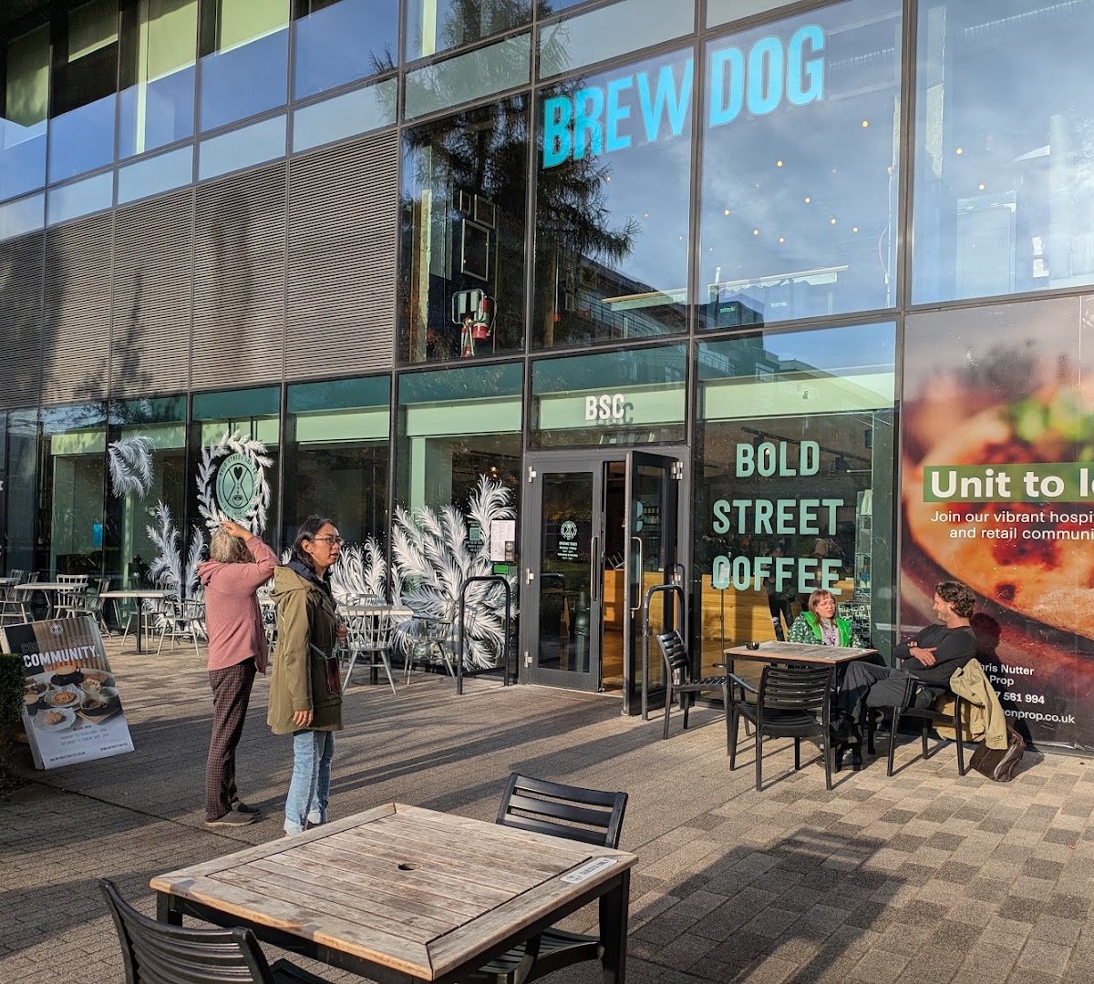 Storefront of Bold Street Coffee University Green, specialty coffee shop in Manchester