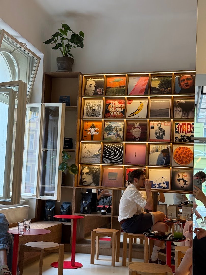 Interior of Pikola Praha, specialty coffee shop in Prague