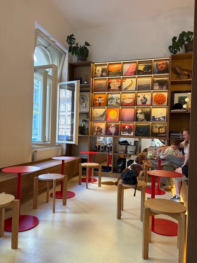 Interior of Pikola Praha, specialty coffee shop in Prague