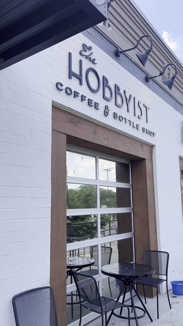 Storefront of The Hobbyist, specialty coffee shop in Charlotte
