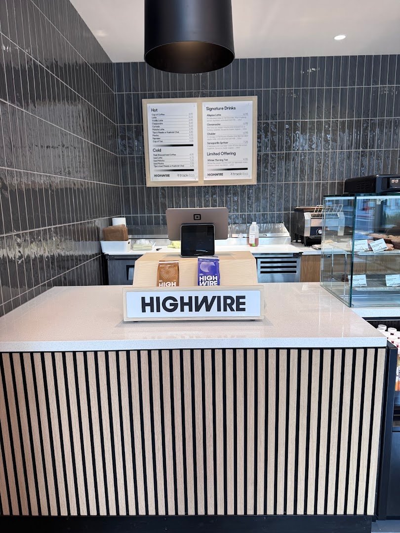 Interior of Highwire Coffee Roasters, specialty coffee shop in Oakland