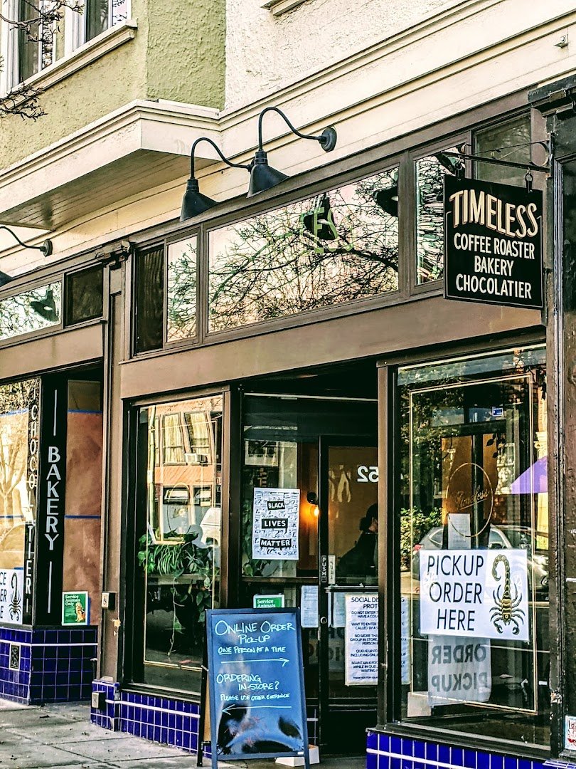 Storefront of Timeless Coffee, specialty coffee shop in Oakland