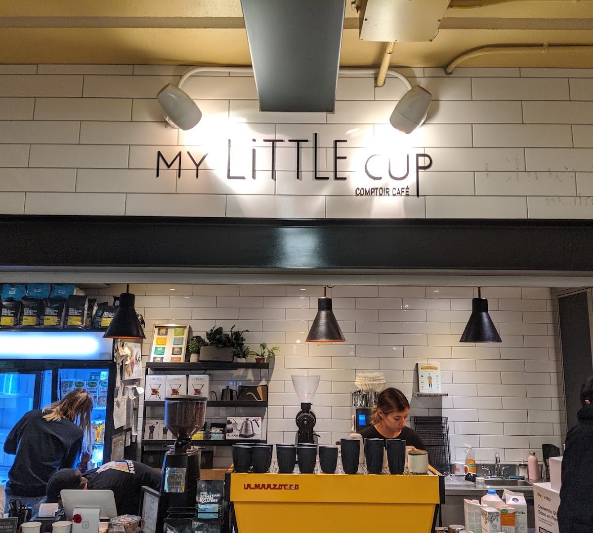 Interior of My Little Cup, specialty coffee shop in Montreal