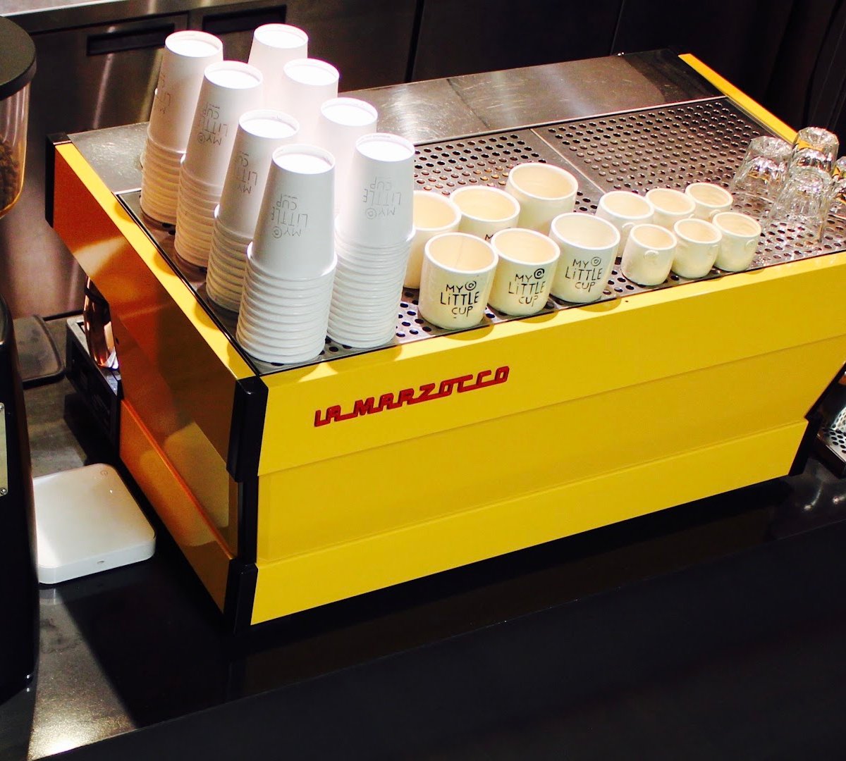 Interior of My Little Cup, specialty coffee shop in Montreal