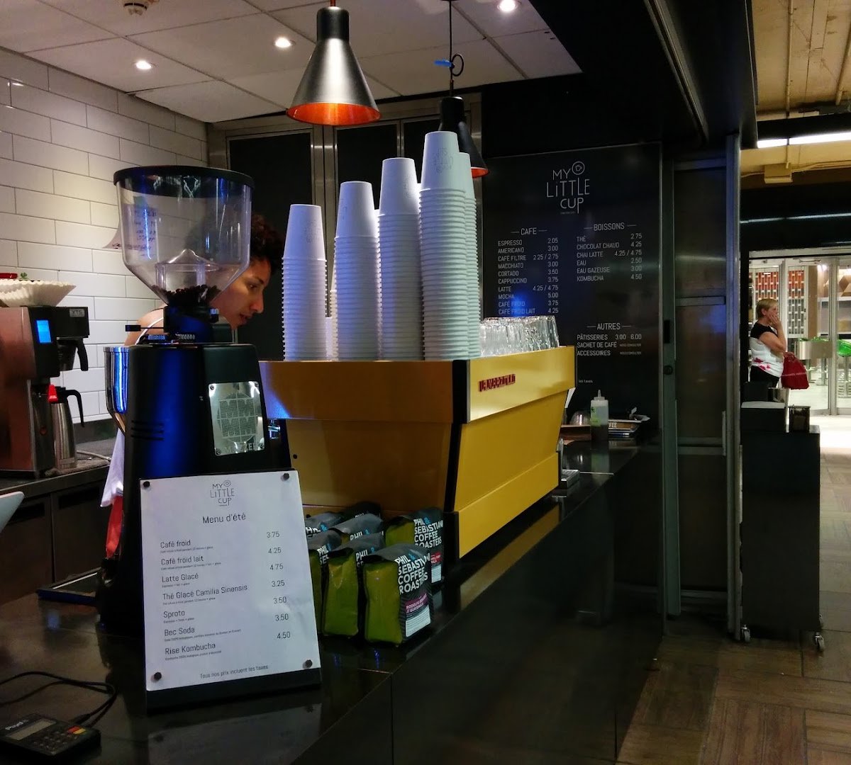 Interior of My Little Cup, specialty coffee shop in Montreal