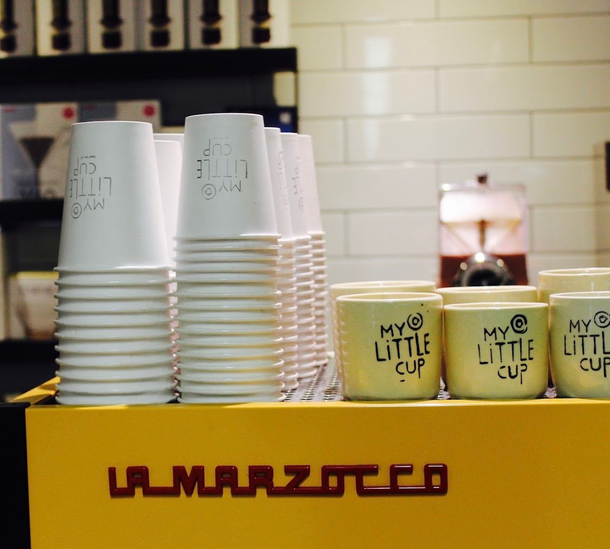 Interior of My Little Cup, specialty coffee shop in Montreal