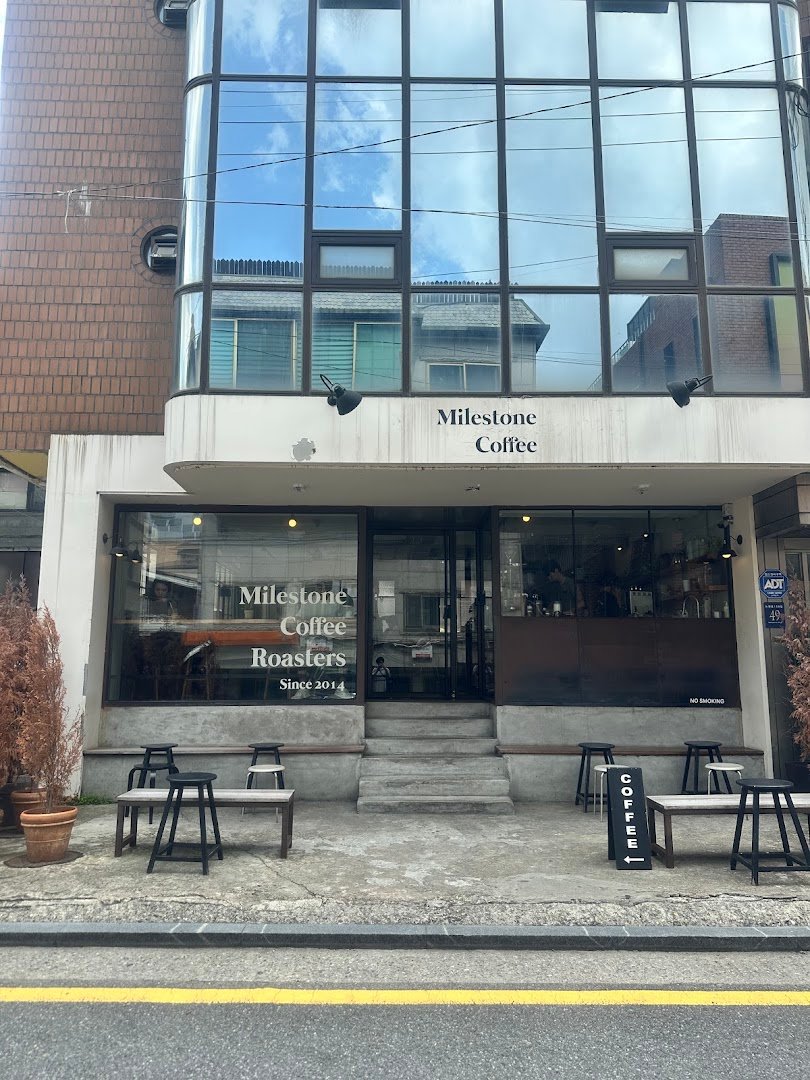 Storefront of Milestone Coffee, specialty coffee shop in Seoul