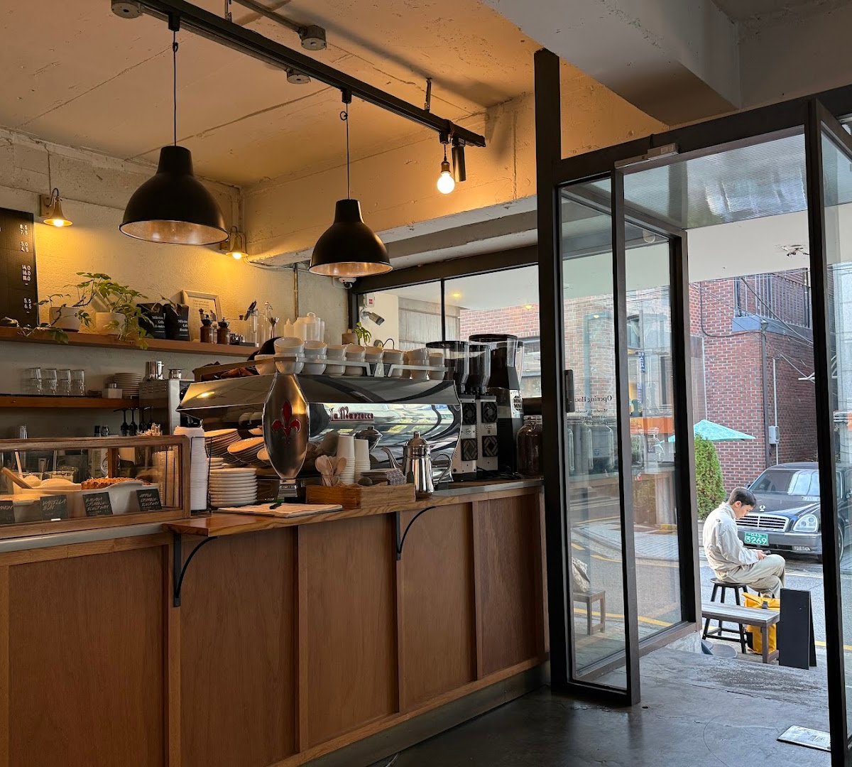 Interior of Milestone Coffee, specialty coffee shop in Seoul