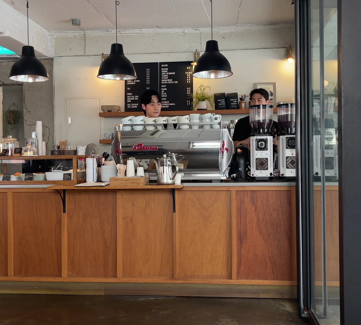 Interior of Milestone Coffee, specialty coffee shop in Seoul