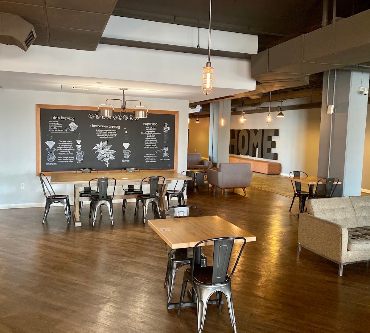 Interior of Quills Coffee, specialty coffee shop in Indianapolis