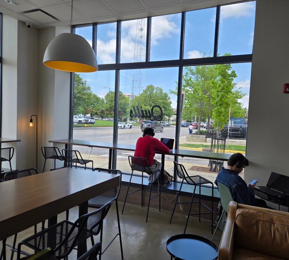 Interior of Quills Coffee, specialty coffee shop in Indianapolis