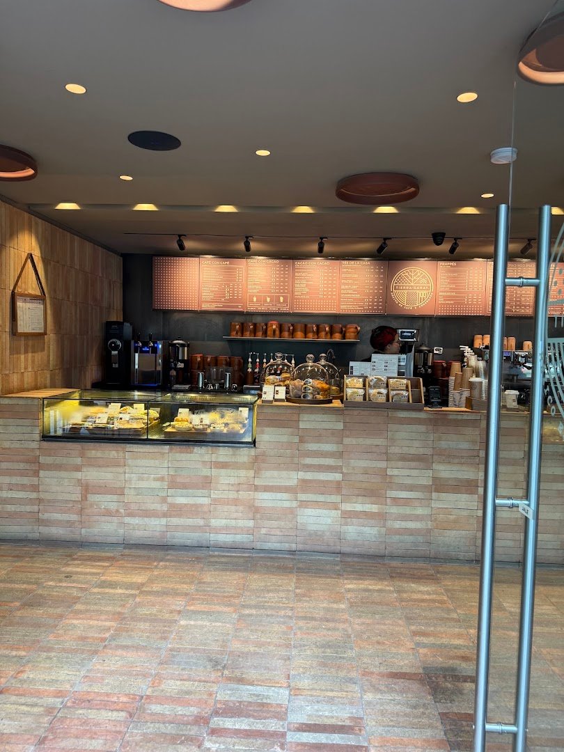 Interior of Tierra Garat Reforma Ángel, specialty coffee shop in Mexico City