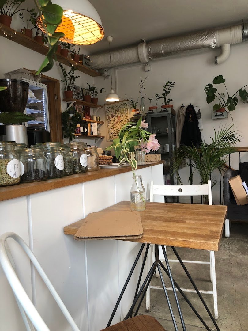 Interior of Roślina Cafe, specialty coffee shop in Warsaw