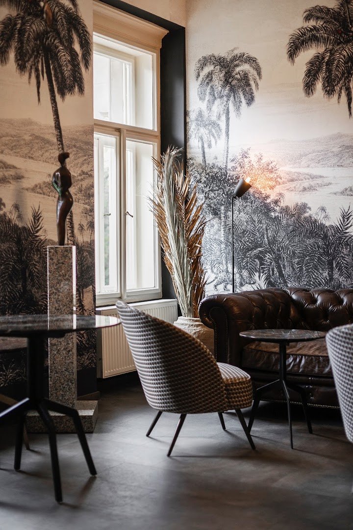 Interior of La Boheme Cafe, specialty coffee shop in Prague