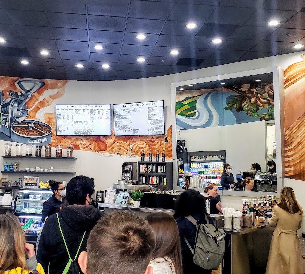 Interior of Grace Coffee Roasters, specialty coffee shop in Sacramento