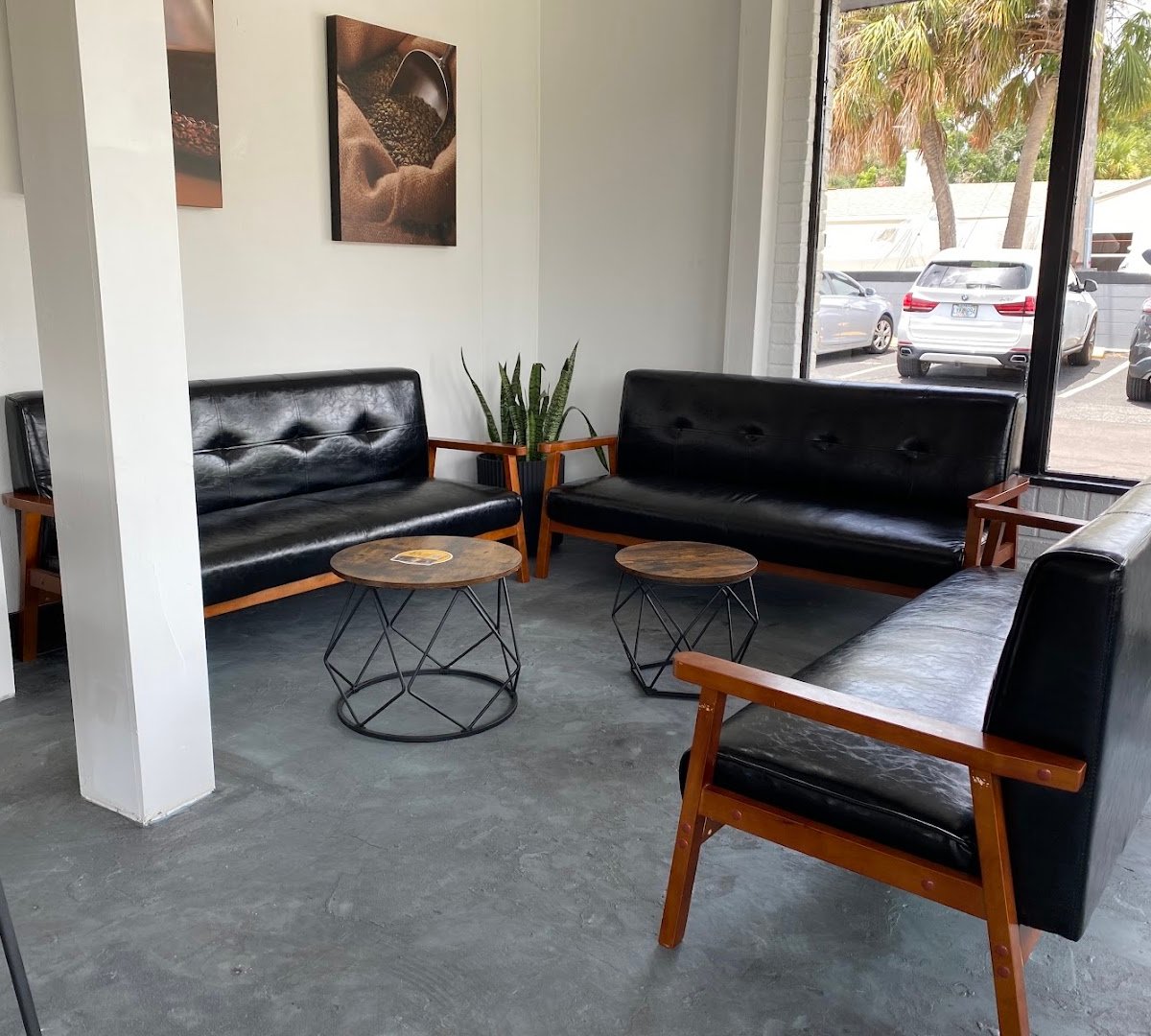 Interior of Kahwa Coffee, specialty coffee shop in Tampa-St. Petersburg