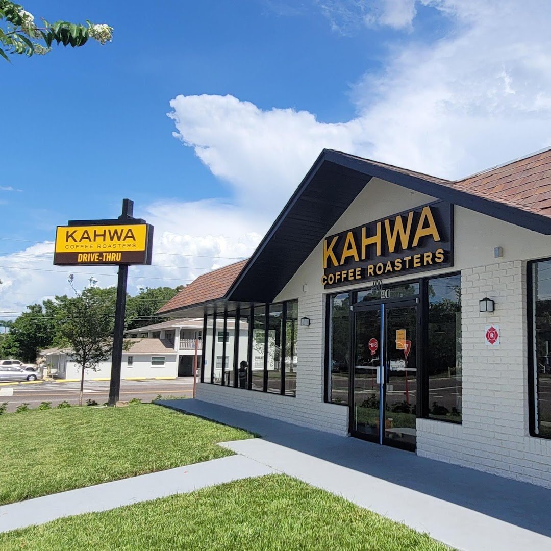 Storefront of Kahwa Coffee, specialty coffee shop in Tampa-St. Petersburg