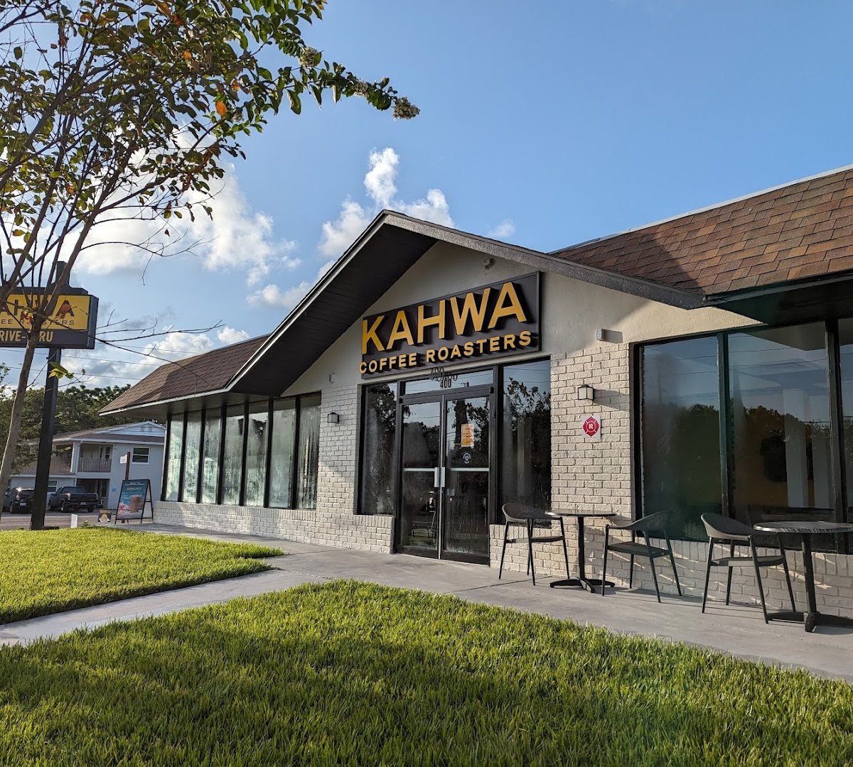 Storefront of Kahwa Coffee, specialty coffee shop in Tampa-St. Petersburg