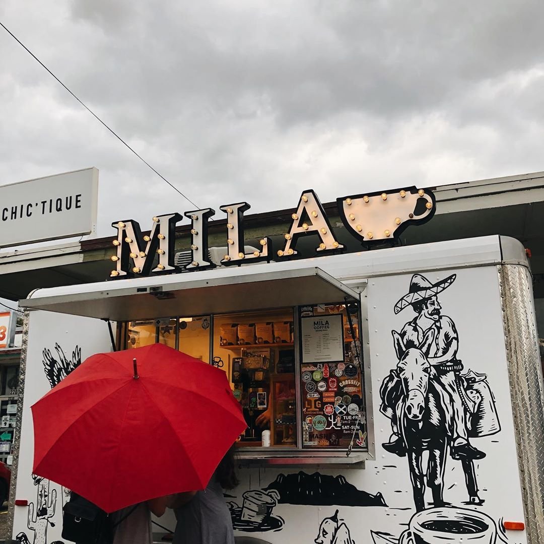 Storefront of Mila Coffee, specialty coffee shop in San Antonio