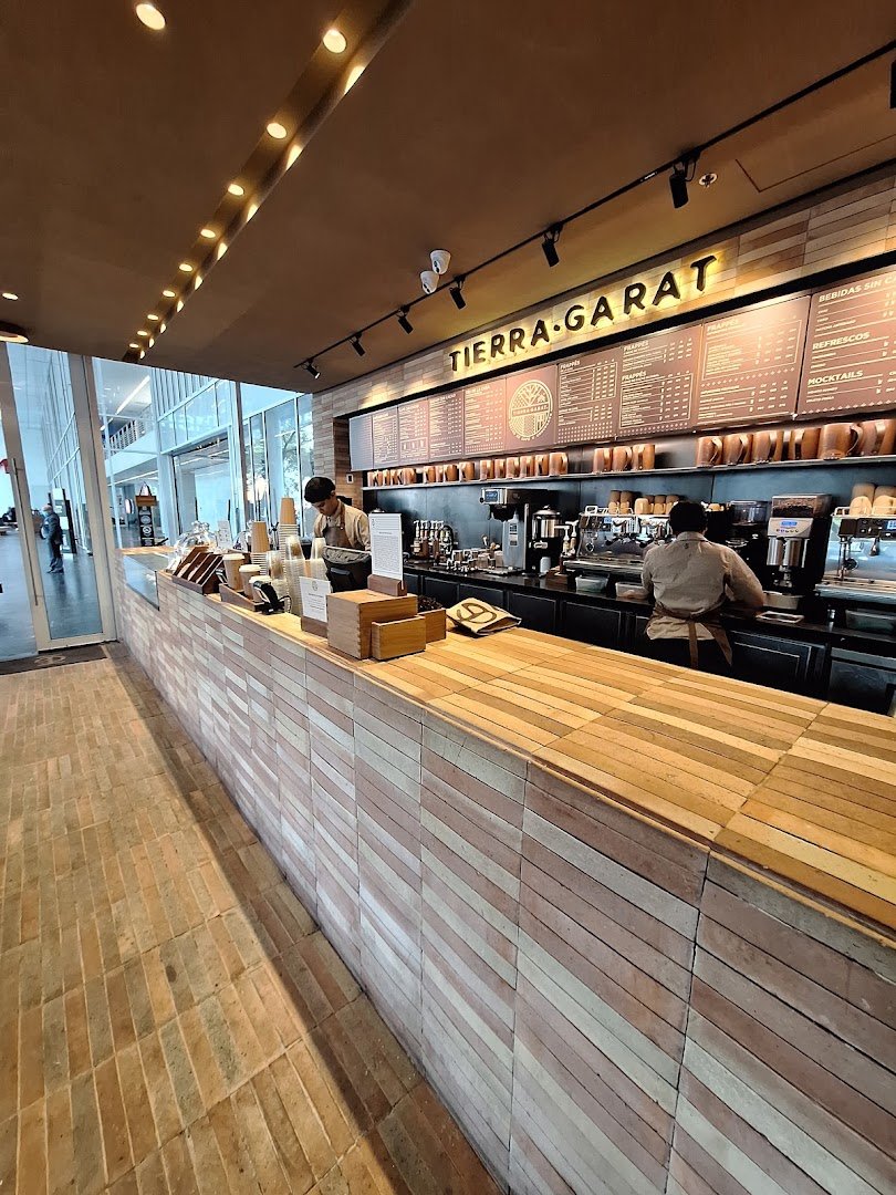 Interior of Tierra Garat Reforma, specialty coffee shop in Mexico City
