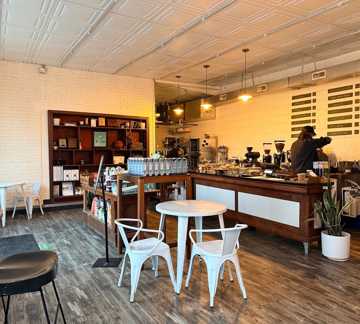 Interior of Amberson Coffee & Grocer, specialty coffee shop in Indianapolis