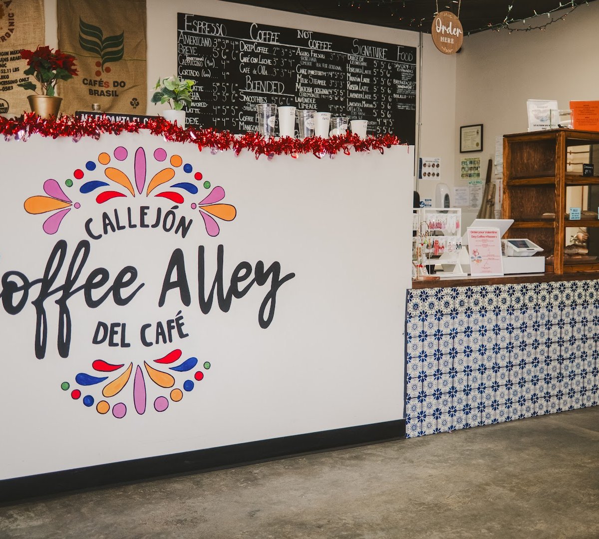 Interior of Coffee Alley, specialty coffee shop in Omaha