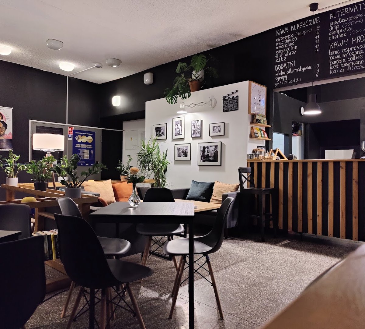Interior of Kultura Kawy, specialty coffee shop in Warsaw