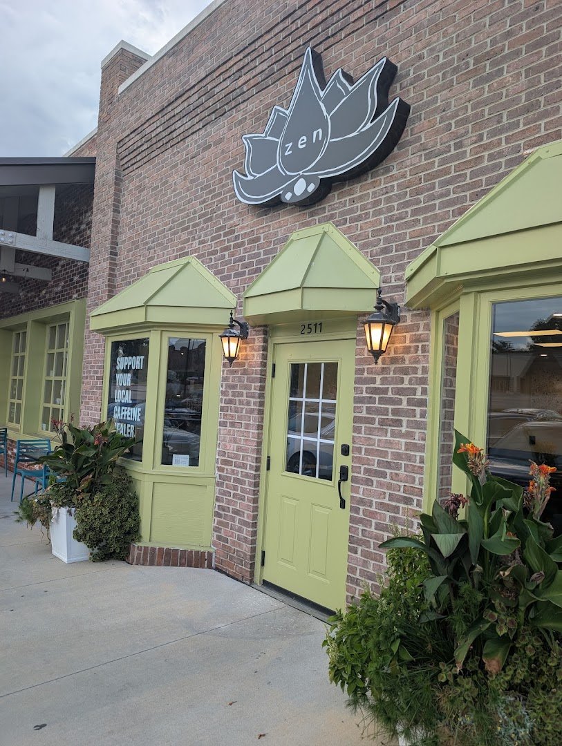 Storefront of Zen Coffee Company West, specialty coffee shop in Omaha
