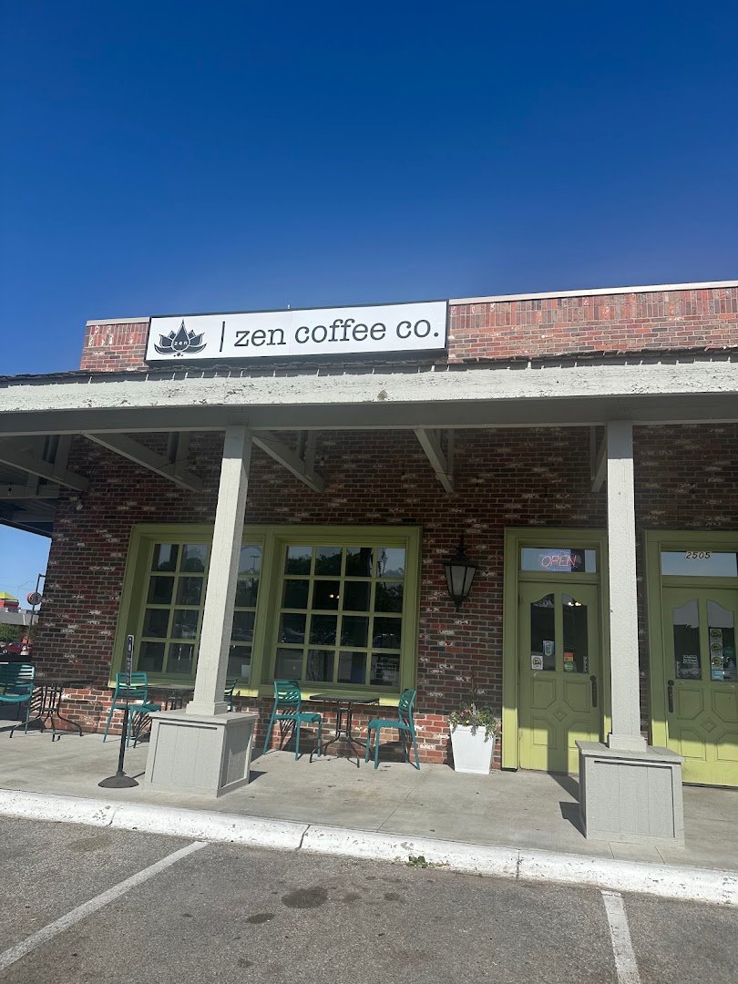 Storefront of Zen Coffee Company West, specialty coffee shop in Omaha
