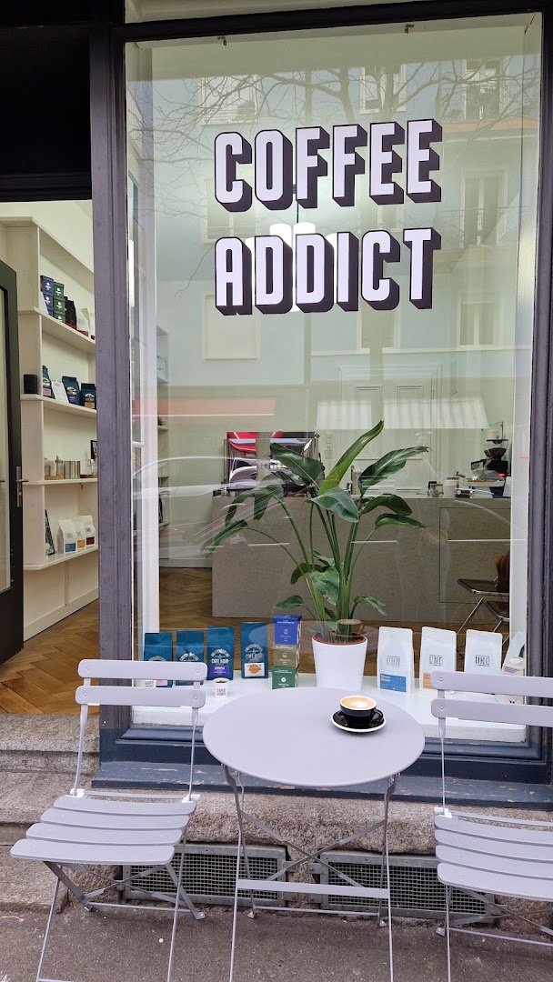 Storefront of COFFEE ADDICT, specialty coffee shop in Zurich