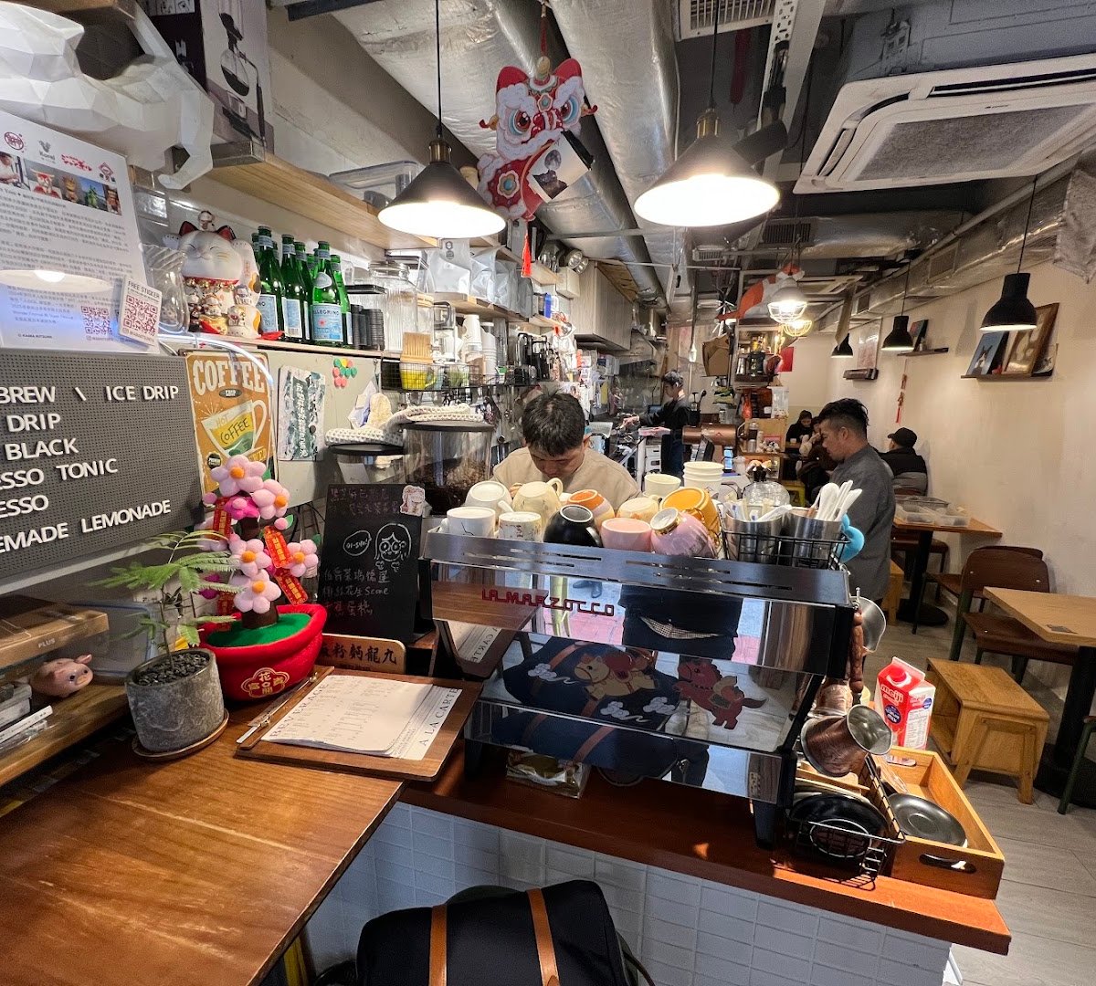 Interior of Meanwhile Coffee, specialty coffee shop in Hong Kong