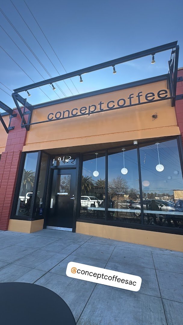 Storefront of Concept Coffee, specialty coffee shop in Sacramento