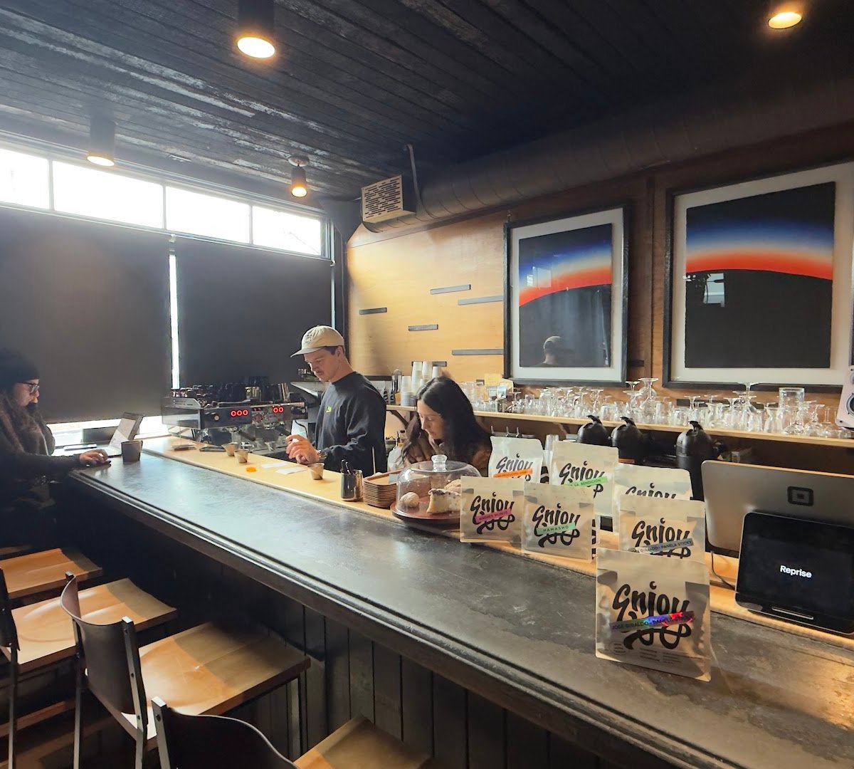 Interior of Reprise, specialty coffee shop in Providence