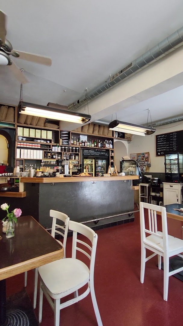 Interior of Kaldi, specialty coffee shop in Prague