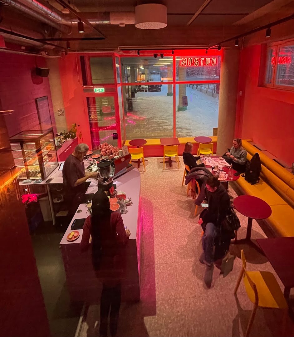 Interior of Outrun Cafe, specialty coffee shop in Helsinki