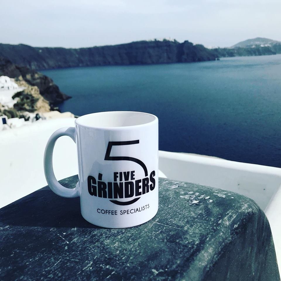 Coffee at Five 5 Grinders, specialty coffee shop in Athens