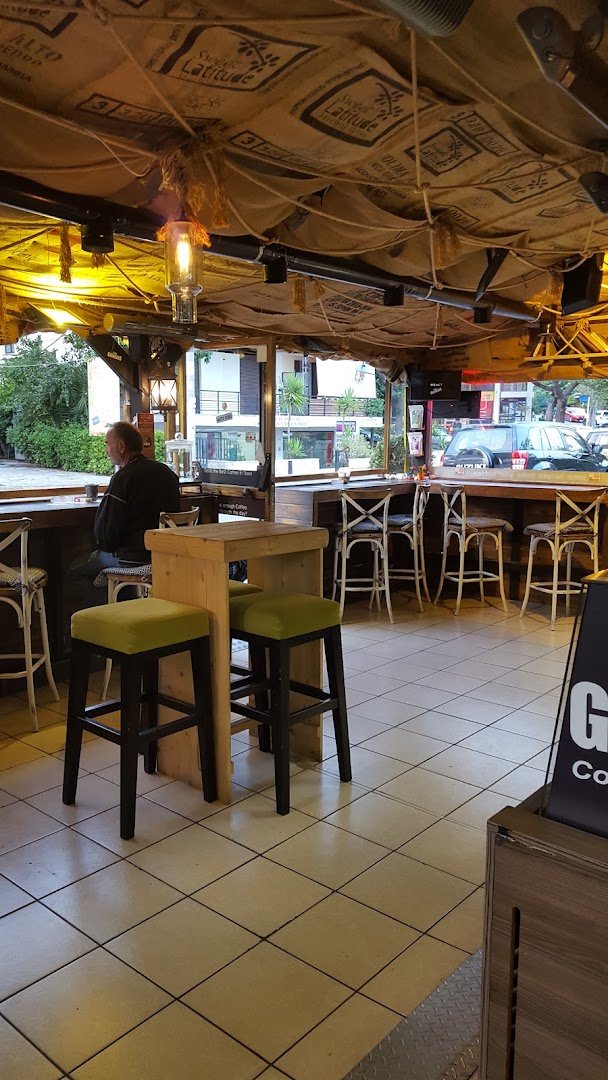 Interior of Five 5 Grinders, specialty coffee shop in Athens