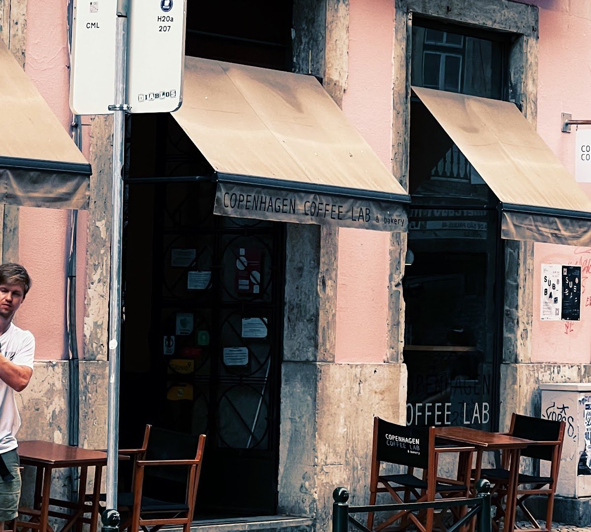 Storefront of Copenhagen Coffee Lab, specialty coffee shop in Lisbon